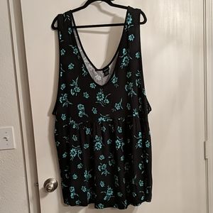 Torrid size 6 black baby doll tank with flowers